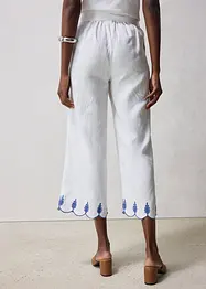 Lněné Culotte kalhoty s páskem (2dílná souprava), bonprix