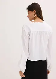 Halenka s háčkovanou vsadkou a třásněmi, bonprix