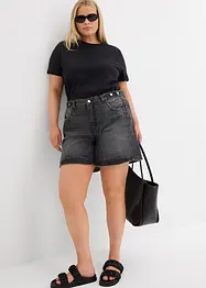 Džínové šortky, Mid Waist, nízký podíl streče, bonprix