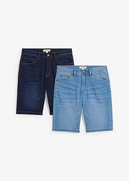 Bermudy z džínové teplákoviny, Slim Fit (2 ks v balení), bonprix