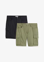 Strečové cargo bermudy (2 ks v balení), Regular Fit, bonprix