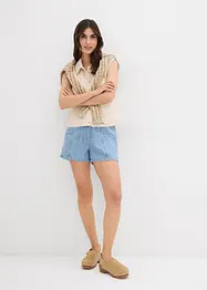 Džínové šortky, High Waist, pohodlný pas, bonprix