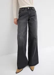 Džíny Wide Leg, Mid Waist, malý podíl streče, dlouhá délka, bonprix