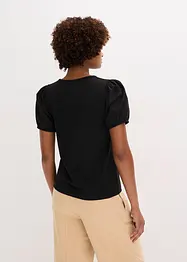 Žerzejové tričko s rukávy z bavlněného popelínu, bonprix