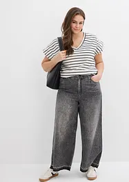 Proužkované tričko s volánovými rukávy, bonprix