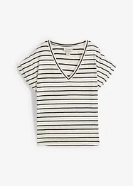 Proužkované tričko s volánovými rukávy, bonprix