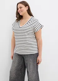 Proužkované tričko s volánovými rukávy, bonprix