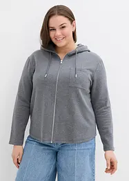 Mikina na zapínání, s kapucí, z měkkého materiálu scuba, bonprix
