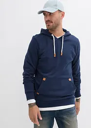 Mikina s kapucí a s detaily z imitace kůže, bonprix