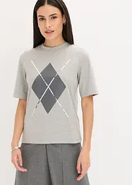 Triko s polodlouhým rukávem, flitry a potiskem, bonprix