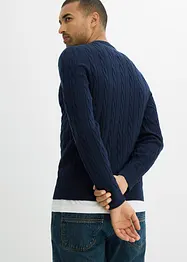 Svetr z jemné pleteniny s copánkovým vzorem, Slim Fit, bonprix