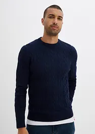 Svetr z jemné pleteniny s copánkovým vzorem, Slim Fit, bonprix