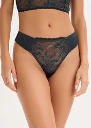 Kalhotky tanga s jemnou krajkou a lesklým efektem, bonprix