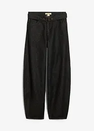 Džíny Barrel s páskem, Mid Waist, bonprix