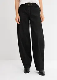 Džíny Barrel s páskem, Mid Waist, bonprix