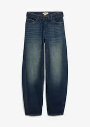 Džíny Barrel s páskem, Mid Waist, bonprix