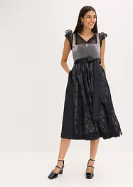 Kroj ve stylu dirndl se sametem, v délce midi (2dílná souprava), bonprix