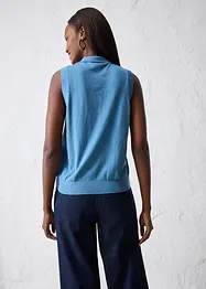 Top z jemného úpletu, s podílem hedvábí a pólo límečkem, bonprix