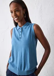 Top z jemného úpletu, s podílem hedvábí a pólo límečkem, bonprix