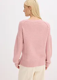 Oversize svetr s výstřihem do V, bonprix