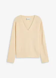 Oversize svetr s výstřihem do V, bonprix