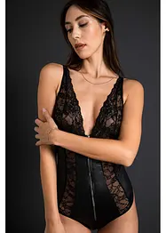 Body tanga overt s mokrým vzhledem a zipem, bonprix