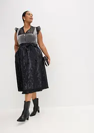 Kroj ve stylu dirndl se sametem, v délce midi (2dílná souprava), bonprix