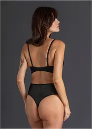 Body tanga ouvert z materiálu s mokrou úpravou, bonprix
