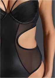 Body tanga ouvert z materiálu s mokrou úpravou, bonprix