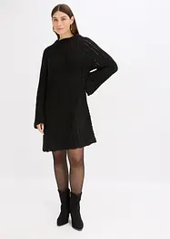 Pletené minišaty se saténovou mašlí a lehkou průhledností, bonprix