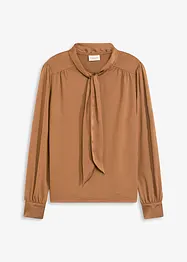 Triko s viskózou a saténovou vázačkou, bonprix