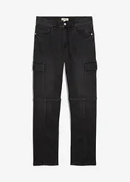 Cargo džínové joggingové kalhoty s pohodlným pasem, Regular Fit, Straight, bonprix