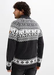 Námořnický svetr s norským vzorem a límečkem na zip, bonprix