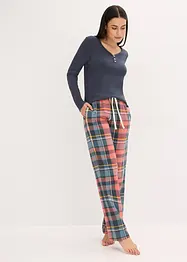 Pyžamo s žebrovaným tričkem a flanelovými kalhotami z třpytivé příze, bonprix