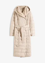 Prošívaný kabát s aplikací z imitace vlny a s vázačkou, nepromokavý (2dílná souprava), bonprix