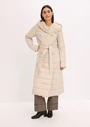 Prošívaný kabát s aplikací z imitace vlny a s vázačkou, nepromokavý (2dílná souprava), bonprix