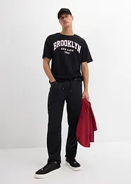 Kalhoty bez zapínání, Relaxed Fit, z čistého bavlněného kepru, Tapered, bonprix