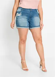 Džínové šortky s aplikací, Mid Waist, bonprix