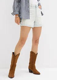 Džínové šortky High Waist, nízký podíl streče, bonprix