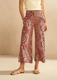 Široké žerzejové kalhoty Culotte se širokým nařaseným pasem, 7/8 délka, bonprix