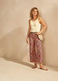 Široké žerzejové kalhoty Culotte se širokým nařaseným pasem, 7/8 délka, bonprix