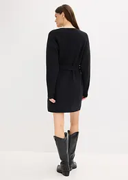 Krátké pletené šaty s podílem měkké vlny a s páskem, bonprix