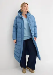 Dlouhý prošívaný kabát s kapucí, bonprix