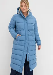 Dlouhý prošívaný kabát s kapucí, bonprix