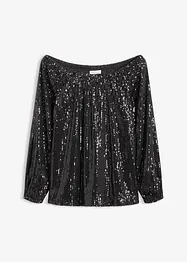 Oversized triko Carmen s pajetkami, bonprix