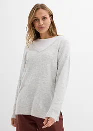 Dlouhý oversize svetr s postranními rozparky, bonprix
