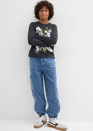 Cargo džíny bez zapínání Loose Fit, s podílem streče, bonprix