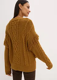 Oversize svetr s třásněmi, bonprix