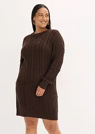 Pletené šaty s copánkovým vzorem, bonprix