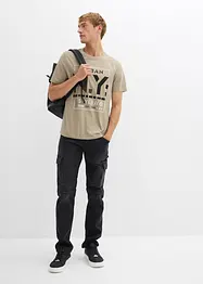 Cargo džínové joggingové kalhoty s pohodlným pasem, Regular Fit, Straight, bonprix